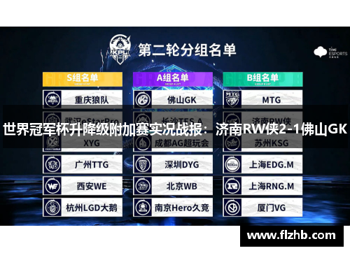 世界冠军杯升降级附加赛实况战报：济南RW侠2-1佛山GK